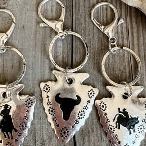 Western Arrowhead Aztec Keychain Keyring Bag Charm Steer